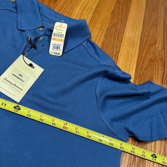 NWT Tommy Bahama On The Rocks Long Sleeve Polo Shirt Blue Silk Blend Small $128 - Picture 6 of 7